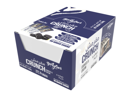 Bootybar Crunch Protein Bar Cookies & Cream flavor (60g) Pack of 12 Fashion