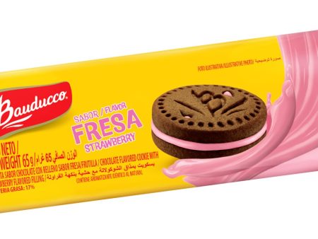 Bauducco Sandwich Biscuits Chocolate & Strawberry 65g Supply