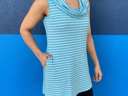 Aquatic Stripe Sleeveless Tunic w  Pockets Supply