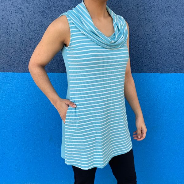 Aquatic Stripe Sleeveless Tunic w  Pockets Supply