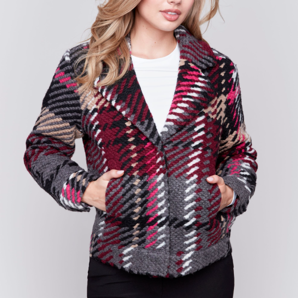 Shortie Wool Plaid Jacket For Sale