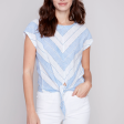 Yarn Dyed Front Tie Top - Blue Mix (Only XS + L Left) Fashion