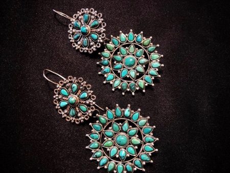 Hand-cut Multi-Turquoise Chandelier Earrings Online now