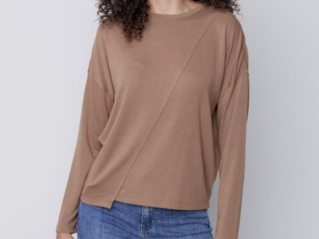 Soft Jersey Asymmetrical Top - Truffle (Only M + L Left) Hot on Sale