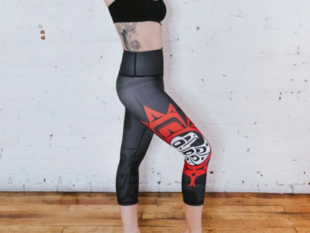 Maple Leaf Black - Capri Legging Sale