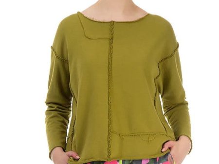 Boxy Cotton Jumper - Golden Lime Online now