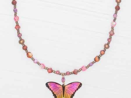 Bella Butterfly Beaded Necklace Hot on Sale