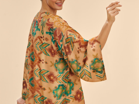 Warm Cream Ikat - Kimono Jacket Fashion