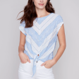 Yarn Dyed Front Tie Top - Blue Mix (Only XS + L Left) Fashion