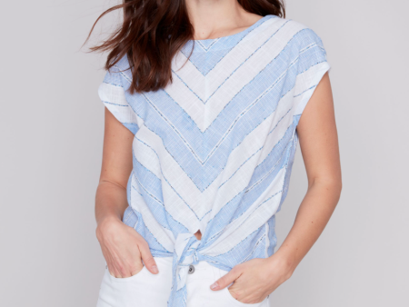 Yarn Dyed Front Tie Top - Blue Mix (Only XS + L Left) Fashion