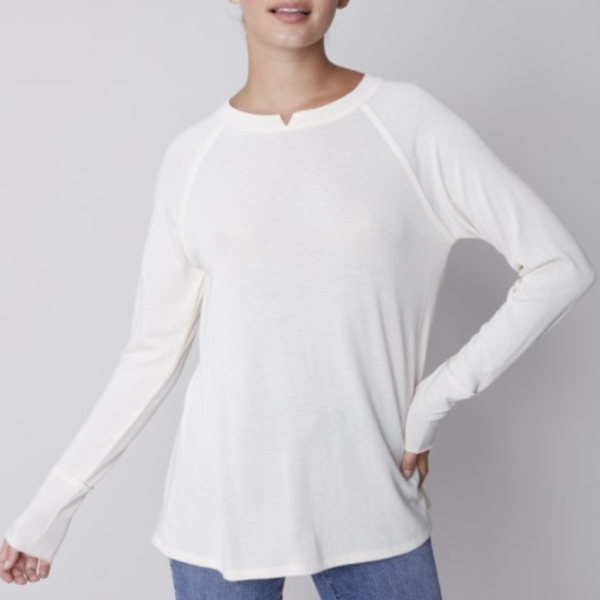 Soft Jersey Raglan Long Sleeve - Ecru Cheap