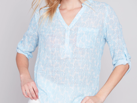 Cotton Gauze Popover Blouse - Sky Fashion