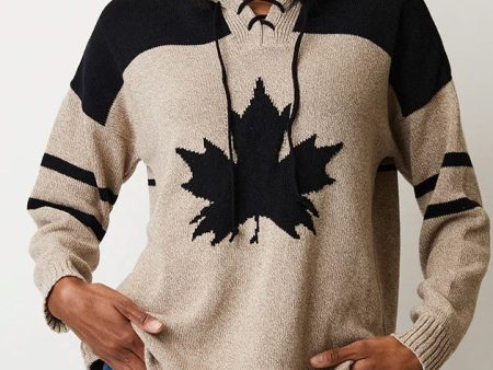 Canadiana Eco Cotton Hockey Hoodie - Flax Black Online now