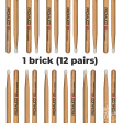 12 Pairs of Promuco Drumsticks Hickory Nylon Tip Online now