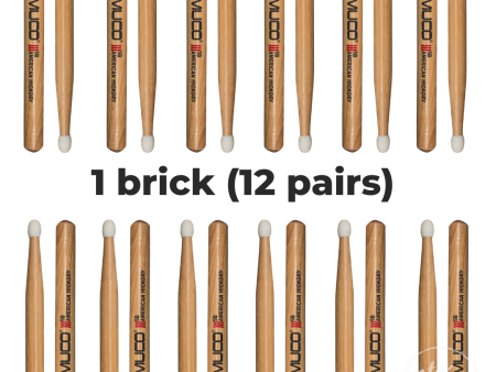 12 Pairs of Promuco Drumsticks Hickory Nylon Tip Online now