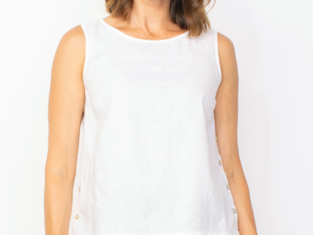 Side Button Tank - White (Only XXL Left) Online