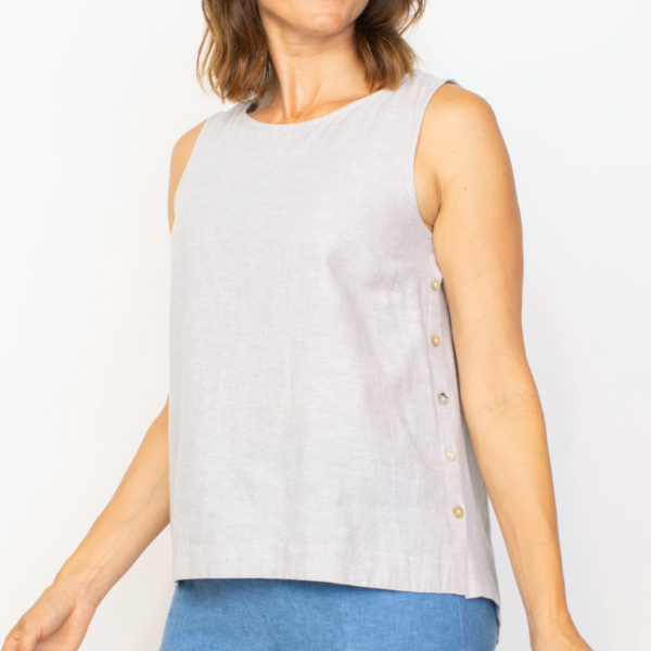 Side Button Tank - Gull (Only S + XXL Left) Sale