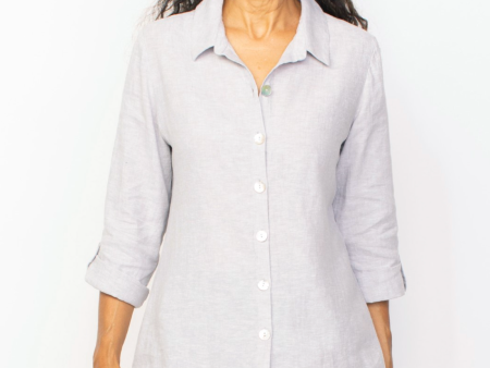 Classic Linen Shaped Shirt - Gull (Only XXL Left) Cheap