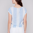 Yarn Dyed Front Tie Top - Blue Mix (Only XS + L Left) Fashion