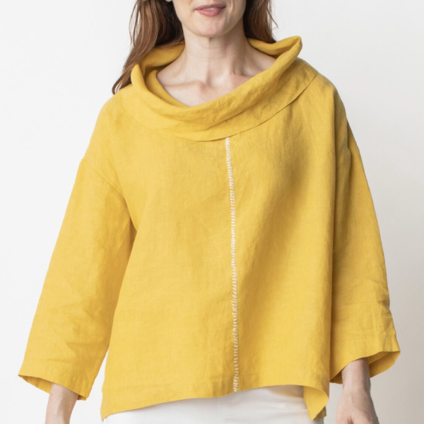 Stay Centered Cowl Neck - Marigold w  Hand Stitch (Only S Left) Online