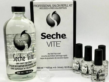 Seche Vite Refill Kit Dry Fast Top Coat (16oz + 4 bottles 0.5oz) For Sale