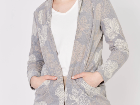 Leaf Print Open Front Cardi Online Hot Sale