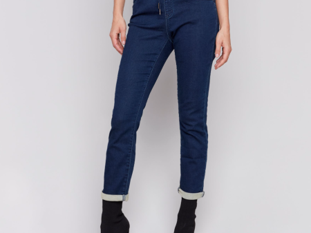 Knit Denim Jogger Pants - Blue Black For Sale