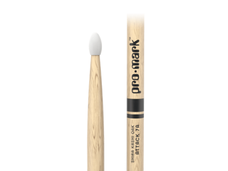 Promark Classic Attack 7A Shira Kashi Oak Drumstick, Oval Nylon Tip Discount