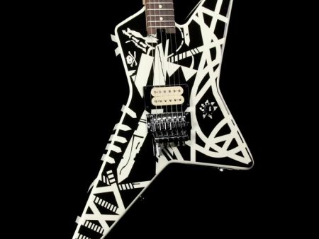 EVH Striped Series Star Electric Guitar Black and White Stripes Discount